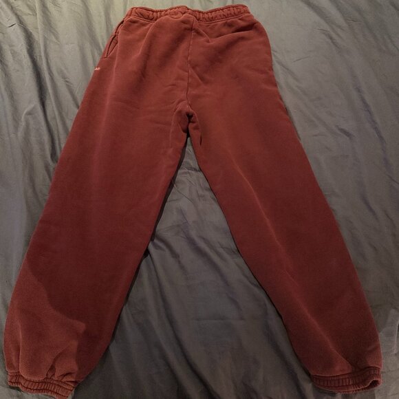 Aritzia TNA Cozy Fleece Mega Sweatpants S Maroon Red Oversized Joggers - Picture 2 of 4